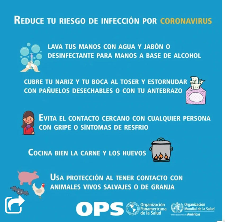 REDUCE tu riesgo de infección por Coronavirus